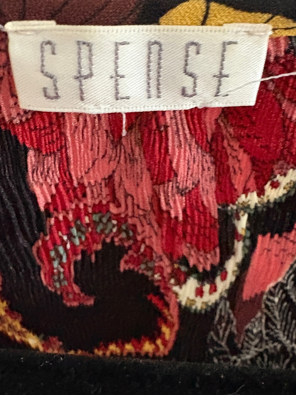 Spense Black Floral Keyhole Tunic with Red, Yellow, Pink and Green Accents - Picture 4 of 5